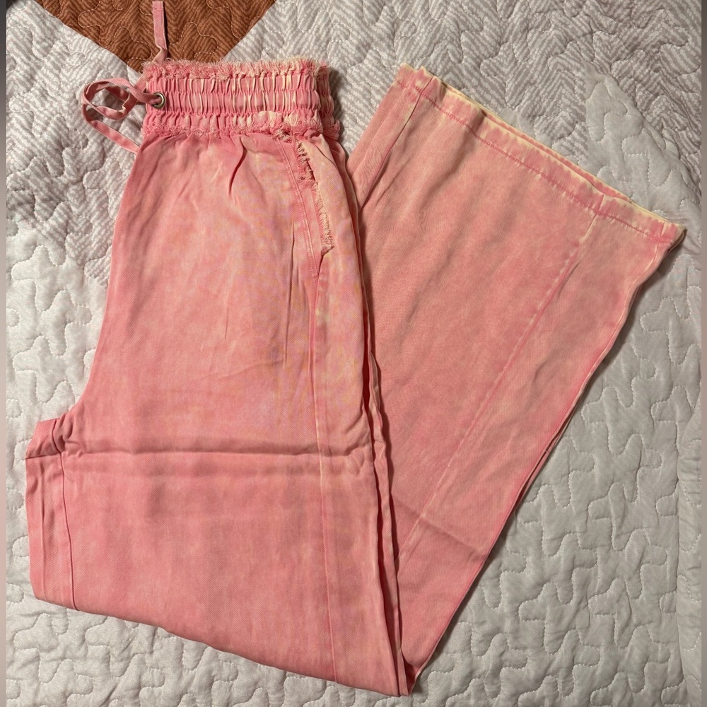 Zenana Pink Wide Leg Tencel Pants
